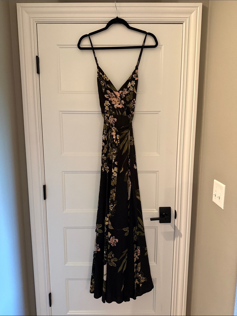 Lulu's Black Floral Wrap Maxi Dress